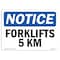 Signmission Safety Sign, OSHA Notice, 10" Height, Rigid Plastic, Forklift 5 Mph Sign, Landscape OS-NS-P-1014-L-12885 - alternate 1